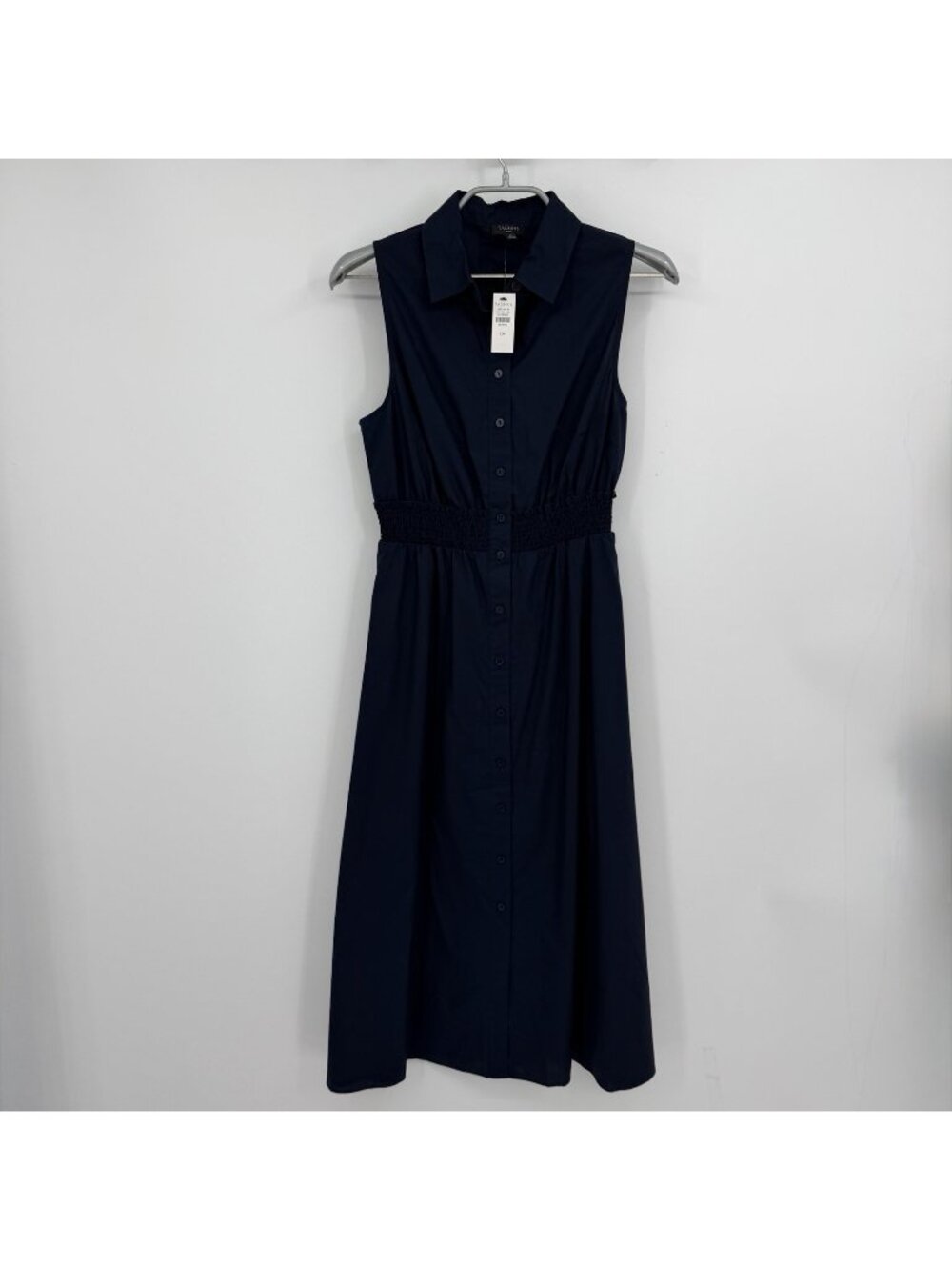 Talbots Women's Cotton Sleeveless Collared Midi Shirt Dress size 0P 0 Petite NWT